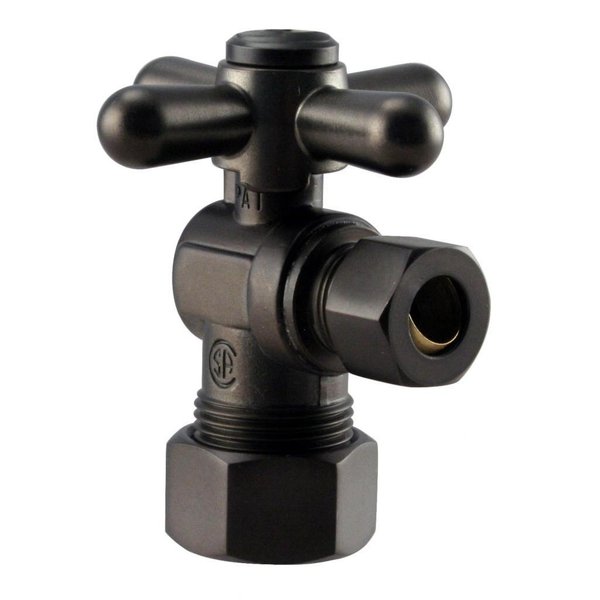 Westbrass Angle Stop, 5/8" OD x 3/8" OD, 1/4-Turn Cross Handle in Oil Rubbed Bronze D105BX-12